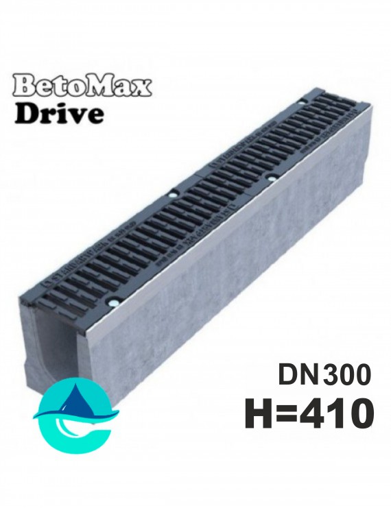 BetoMax Drive ЛВ-30.36.41-Б лоток водоотводный бетонный с решеткой чугунной щелевой ВЧ-50 кл. С, D, Е