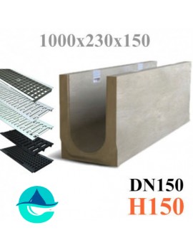 ЛВБ Plus 150 №0/1, высота 150 лоток бетонный водоотводный 