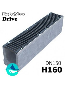 BetoMax Drive ЛВ-15.21.16-Б лоток водоотводный бетонный с решеткой чугунной щелевой ВЧ-50 кл. D