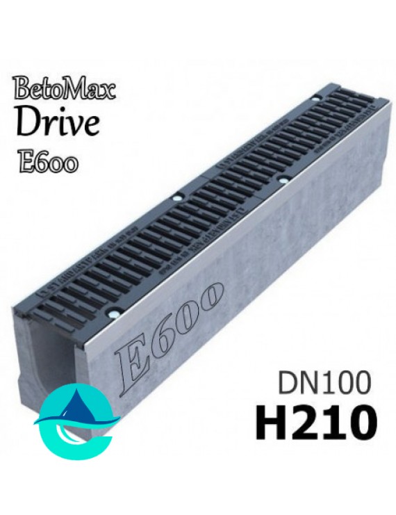 BetoMax Drive ЛВ-10.16.21-Б лоток бетонный водоотводный с решеткой чугунной щелевой ВЧ-50 "шина" кл. Е