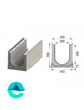 Лоток бетонный водоотводный ЛВК ВМ Sir 300 № 20/0 (Тип 2)